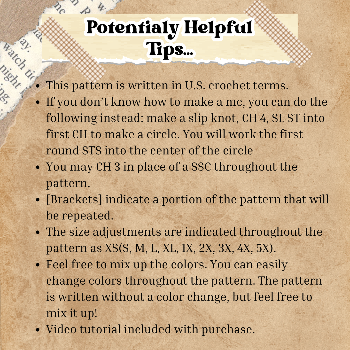 Tie-Side Tank PDF PATTERN