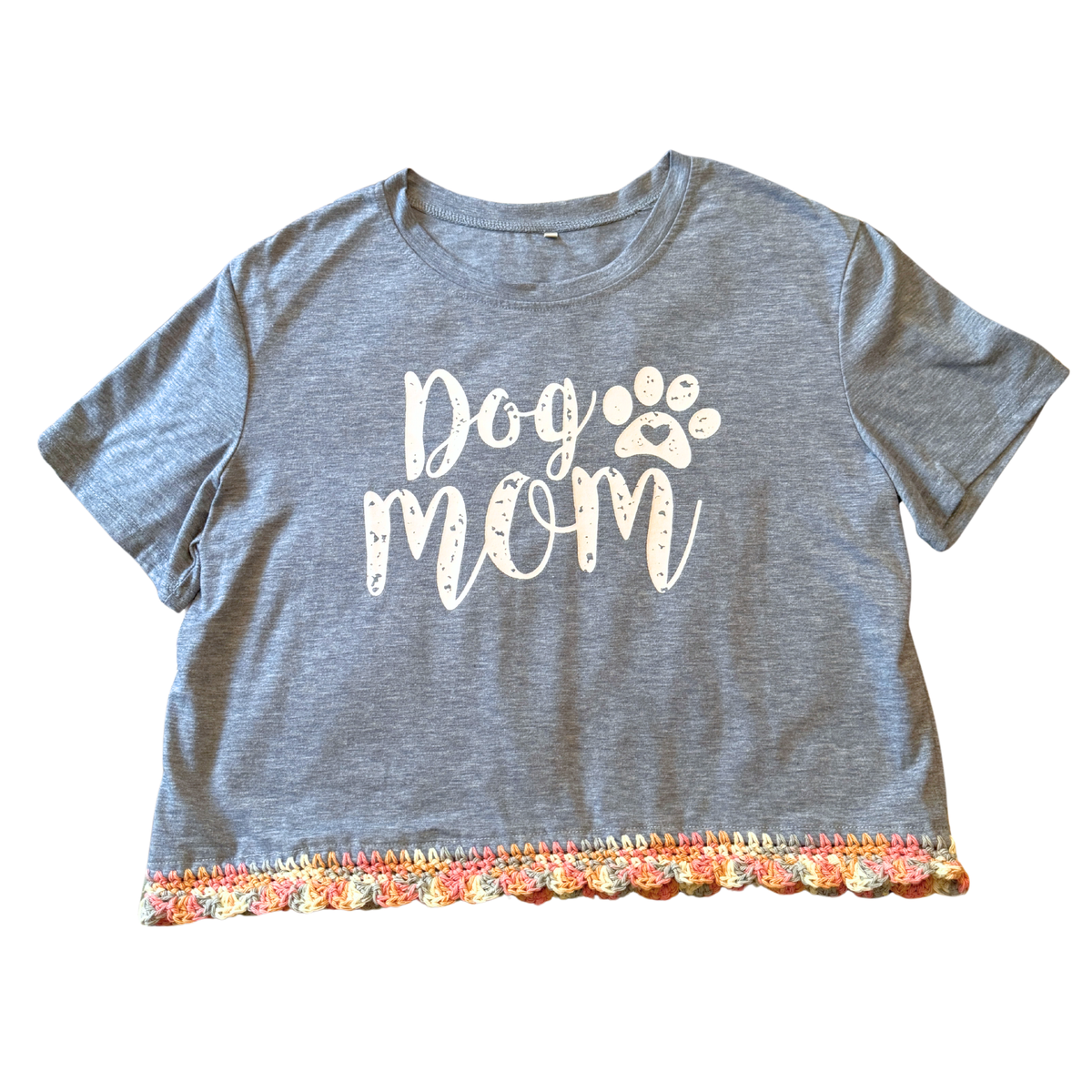 Dog Mom Crochet-Detailed Shirt (M)