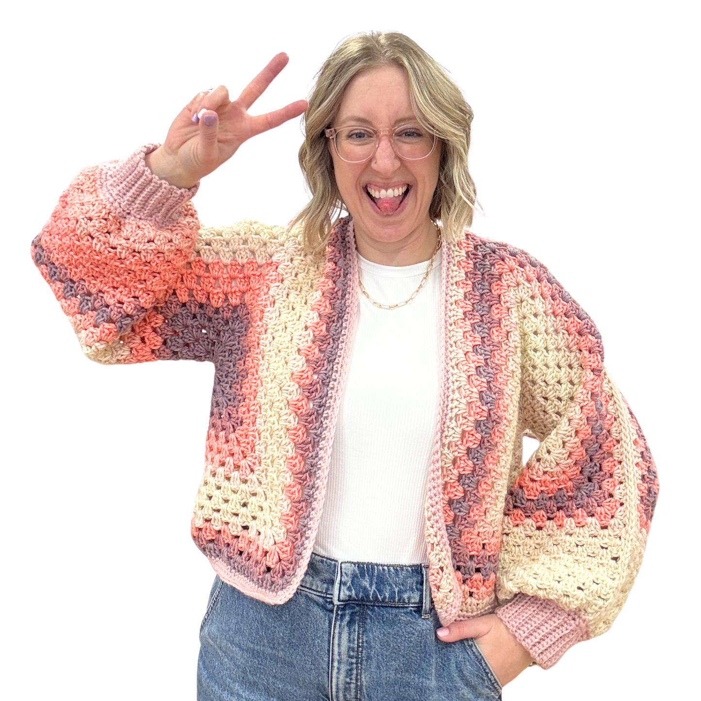 Cropped Hexagon Cardigan